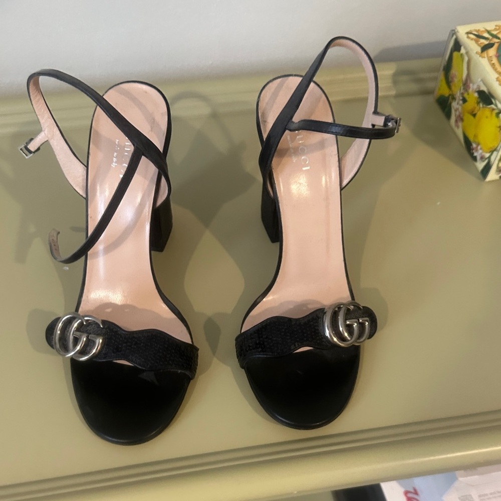 Gucci Black Strappy Heels